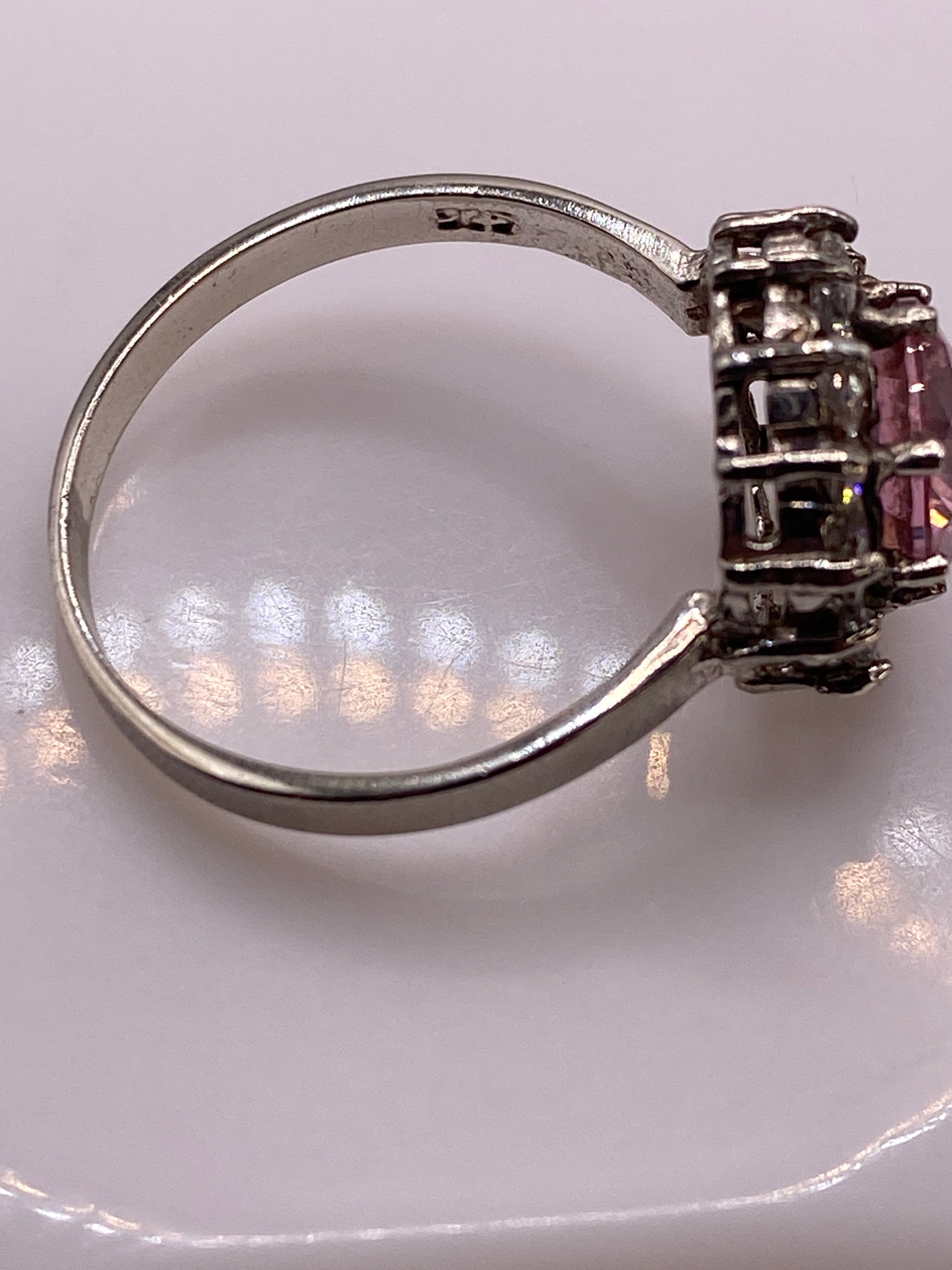 Anillo de Plata Racimo de Circonias Rojas — Coctel Vintage — foto 5
