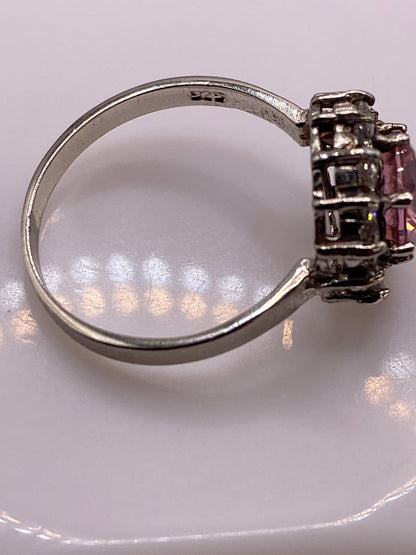 Anillo de Plata Racimo de Circonias Rojas — Coctel Vintage — foto 5
