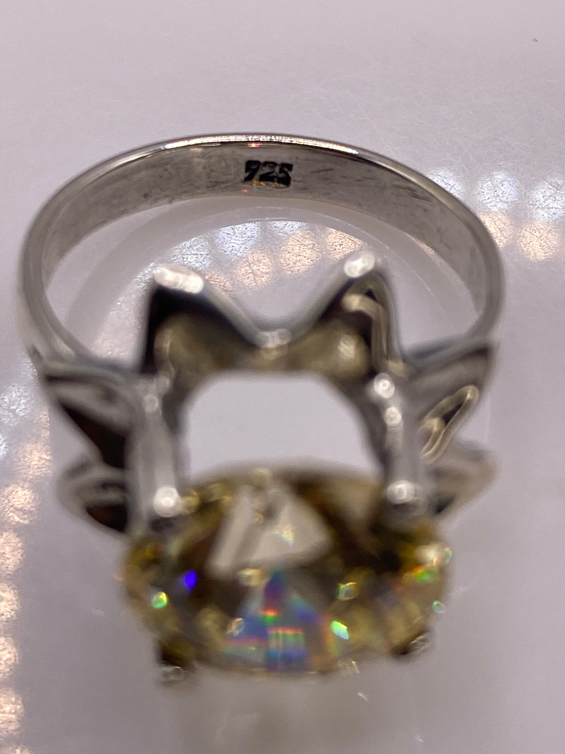 Anillo de Plata Solitario con Circonia Amarilla — Coctel Elegante — foto 5