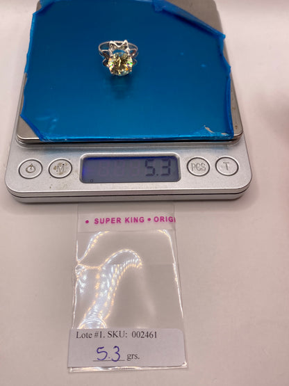 Anillo de Plata Solitario con Circonia Amarilla — Coctel Elegante — foto 6