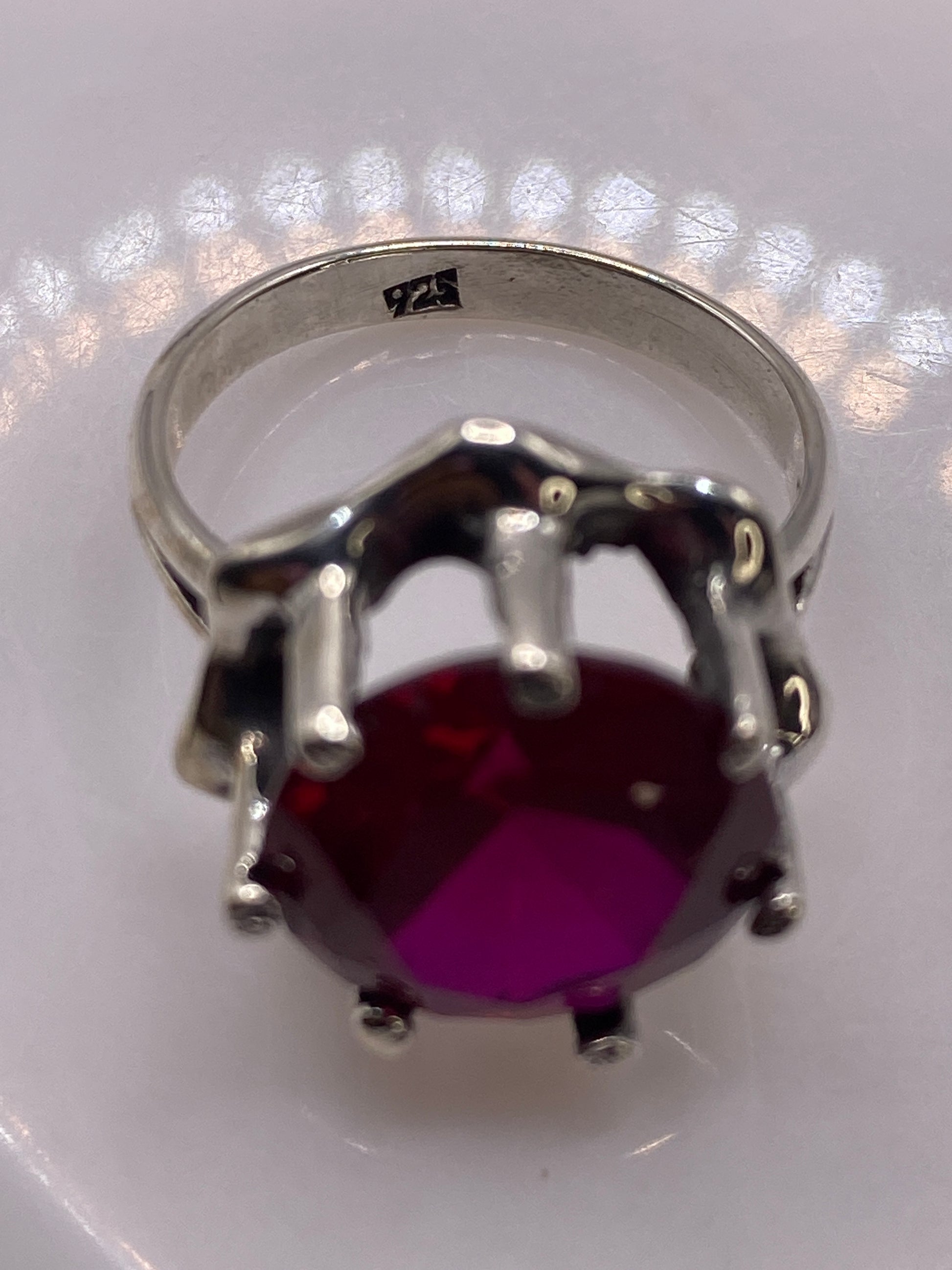 Anillo de Plata Solitario con Circonia Rojo Profundo — foto 5