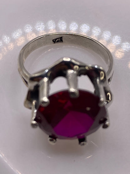Anillo de Plata Solitario con Circonia Rojo Profundo — foto 5