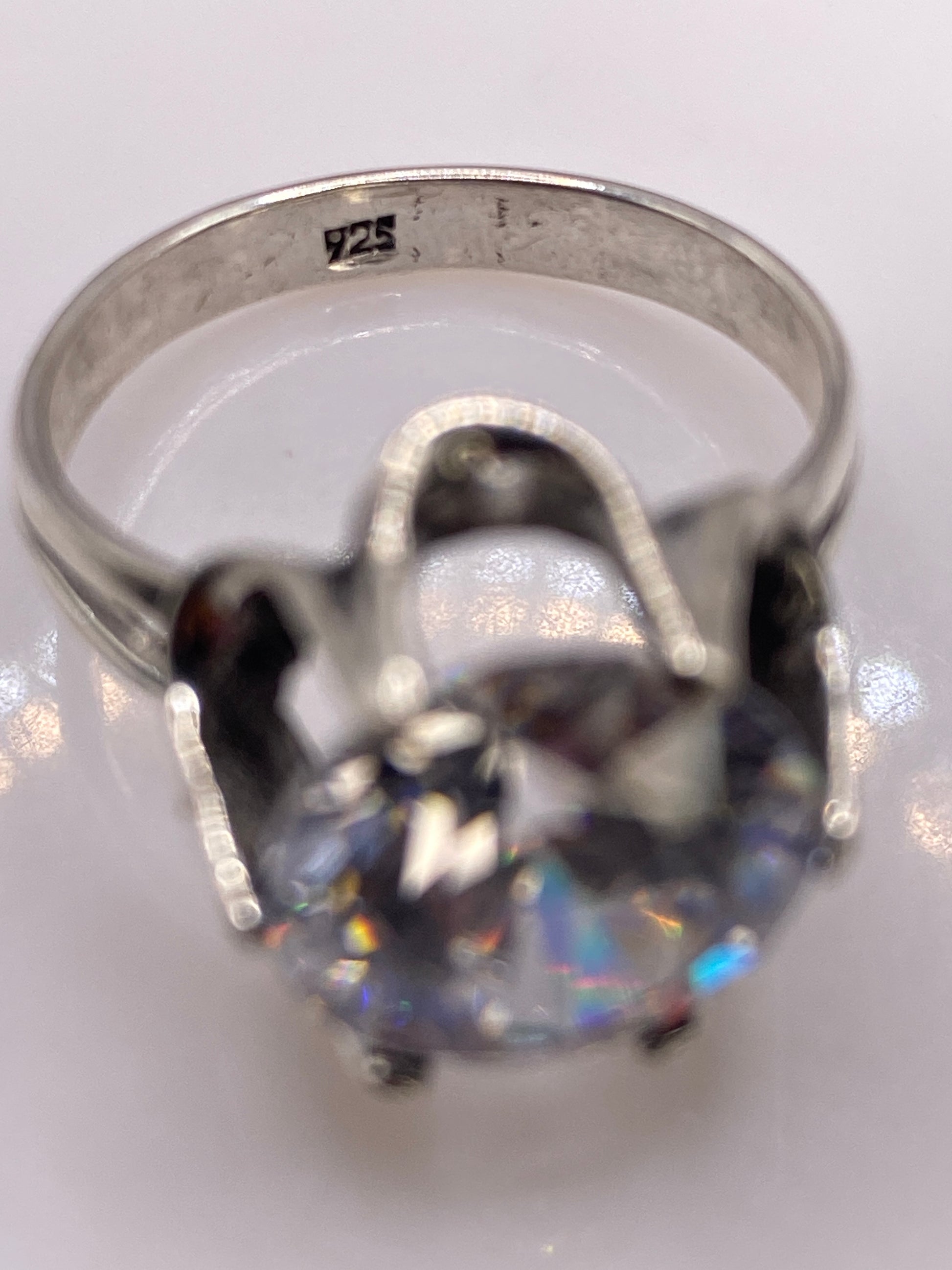 Anillo de Plata Solitario con Circonia Cristalina — Coctel Brillante — foto 5