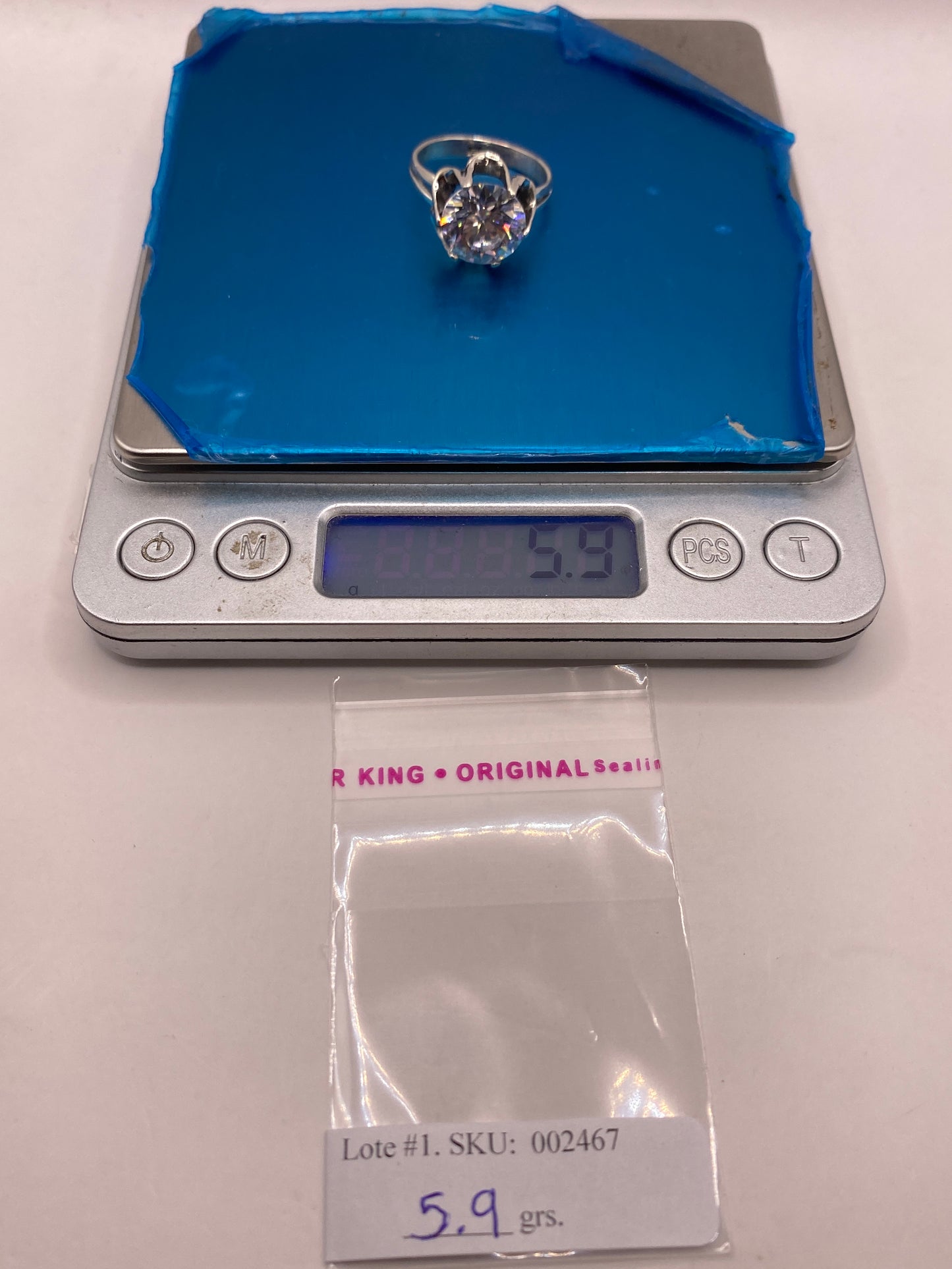 Anillo de Plata Solitario con Circonia Cristalina — Coctel Brillante — foto 6