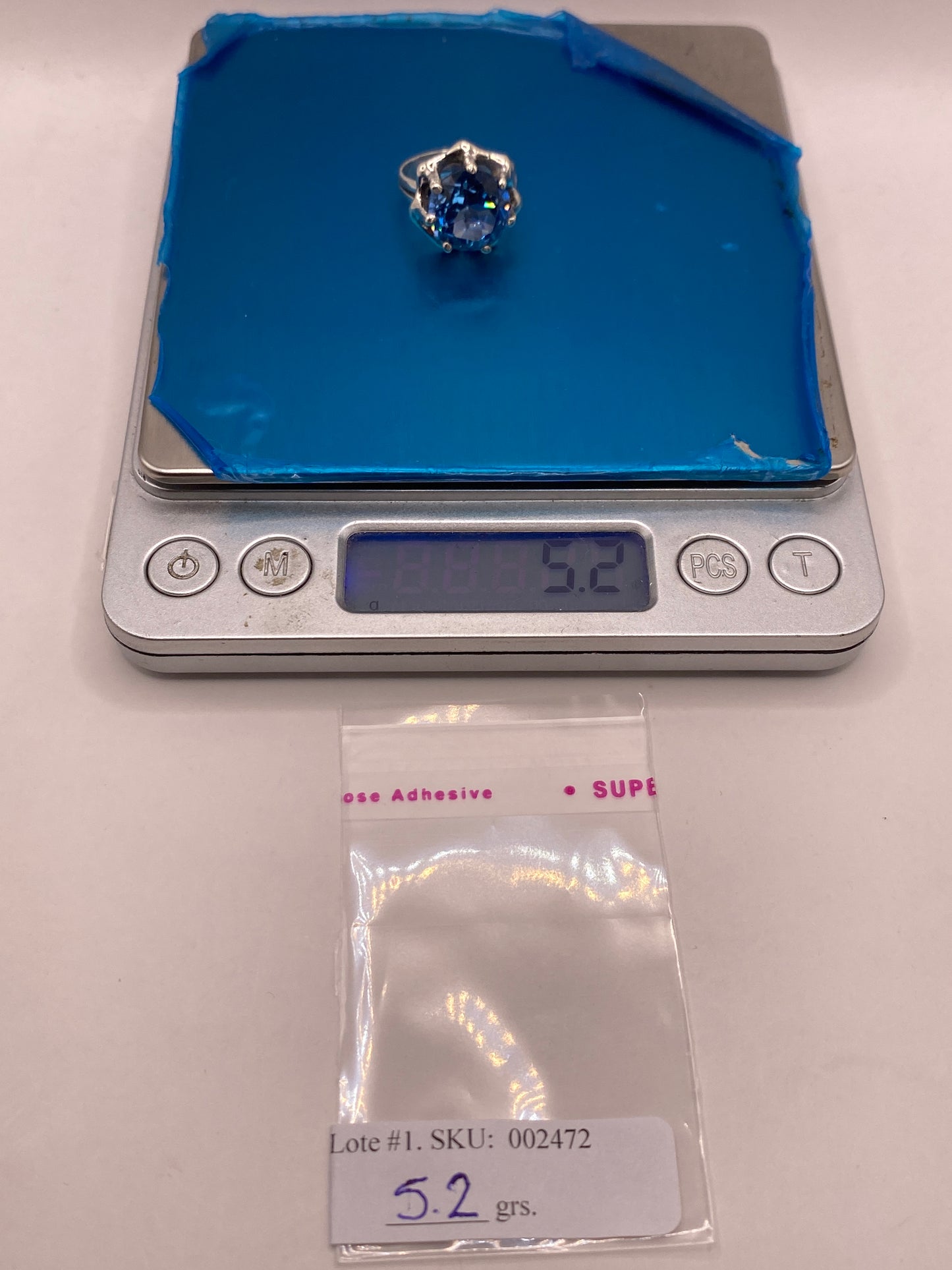 Anillo de Plata Solitario con Circonia Azul — Elegancia Cocktail — foto 6