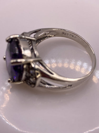 Anillo de Plata Solitario con Circonia Morada — Coctel Elegante — foto 5