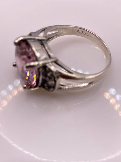 Anillo de Plata Solitario con Circonia Rosa — Coctel Elegante — foto 5