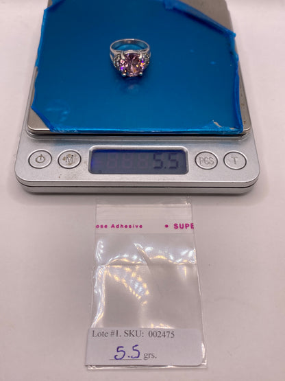Anillo de Plata Solitario con Circonia Rosa — Coctel Elegante — foto 6
