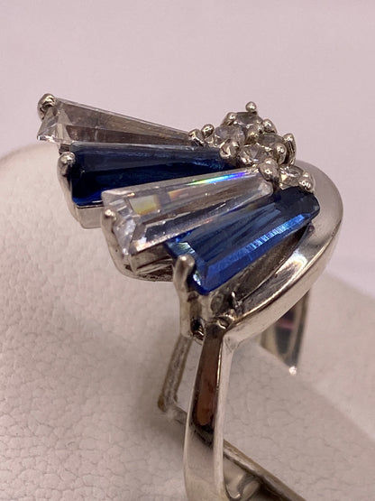 Anillo de Plata Circonia Azul Baguette — Geométrico Moderno — foto 3