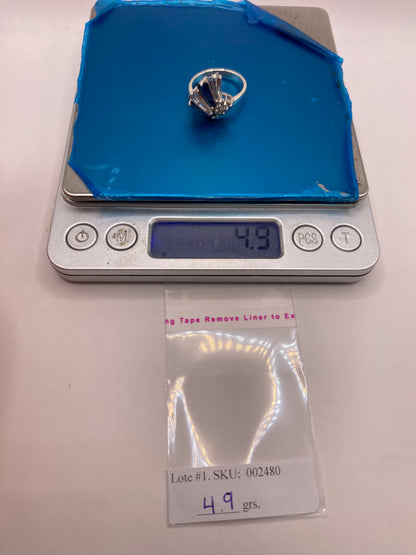 Anillo de Plata Circonia Azul Baguette — Geométrico Moderno — foto 6