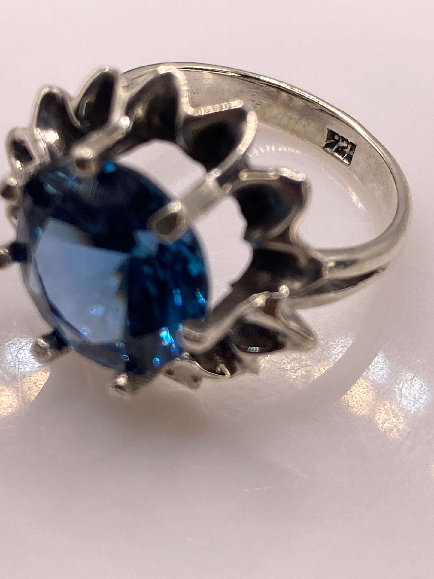 Anillo Solitario Plata Circonia Azul — Elegancia Taxco — foto 5