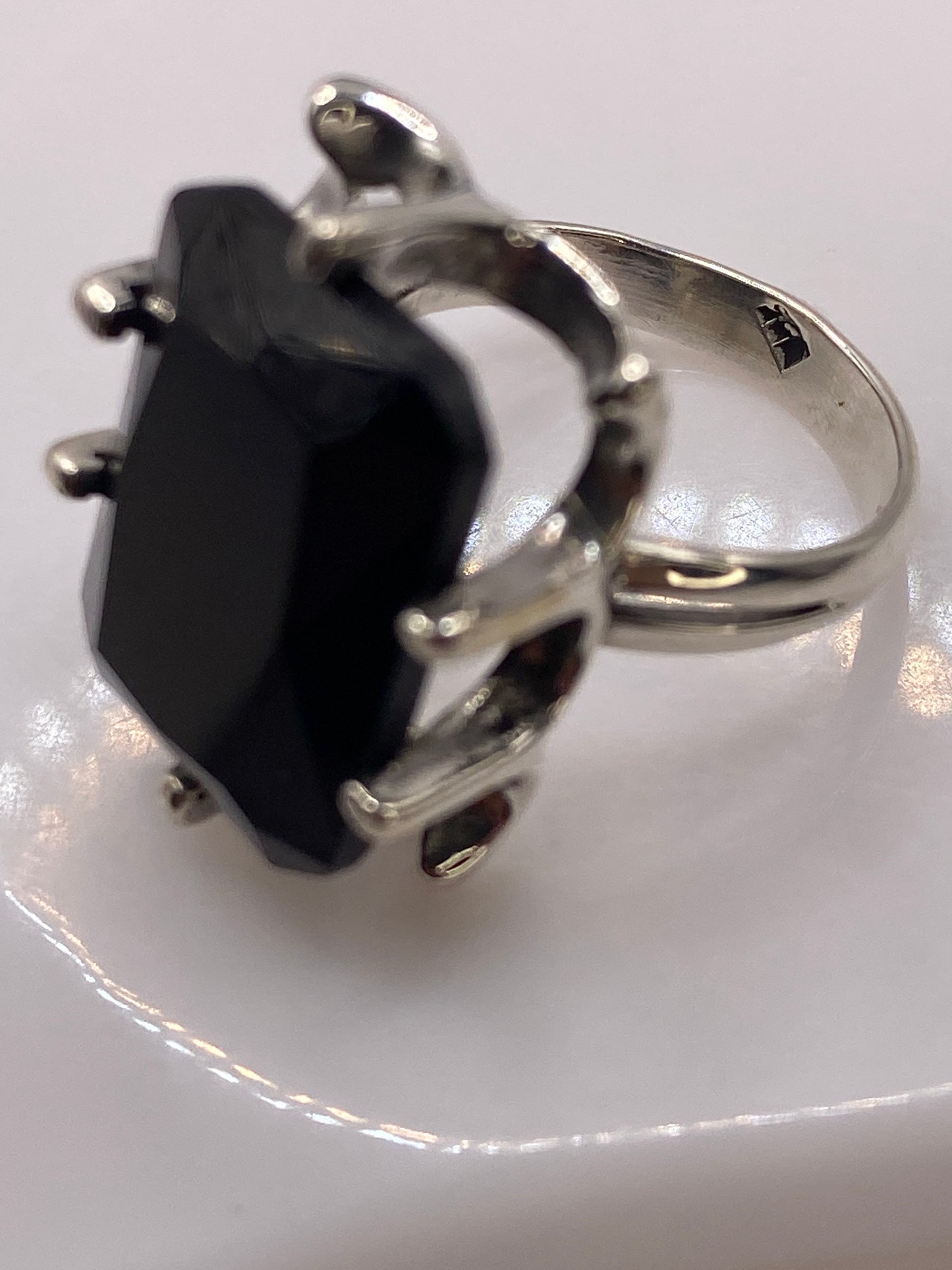 Anillo Plata .925 Circonia Negra Facetada — Coctel Statement — foto 5