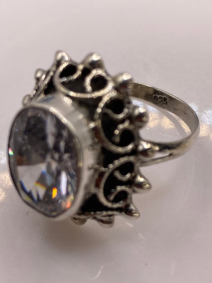Anillo de Plata Coctel Circonia Blanca — Vintage Filigrana — foto 5