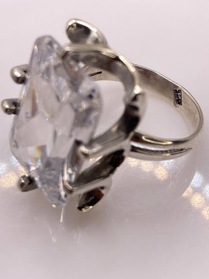 Anillo Solitario Plata Circonia Cristalina Rectangular — foto 5