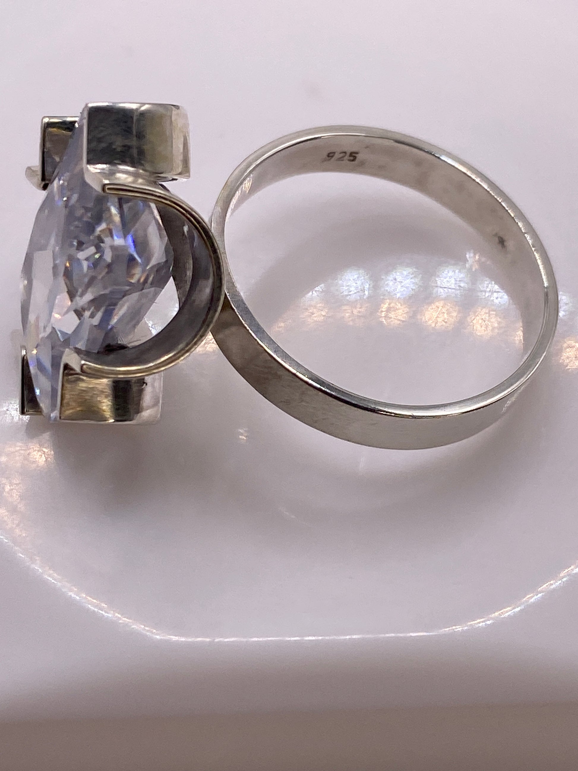 Anillo de Plata Cristal Grande Solitario — Circonia Brillante — foto 5