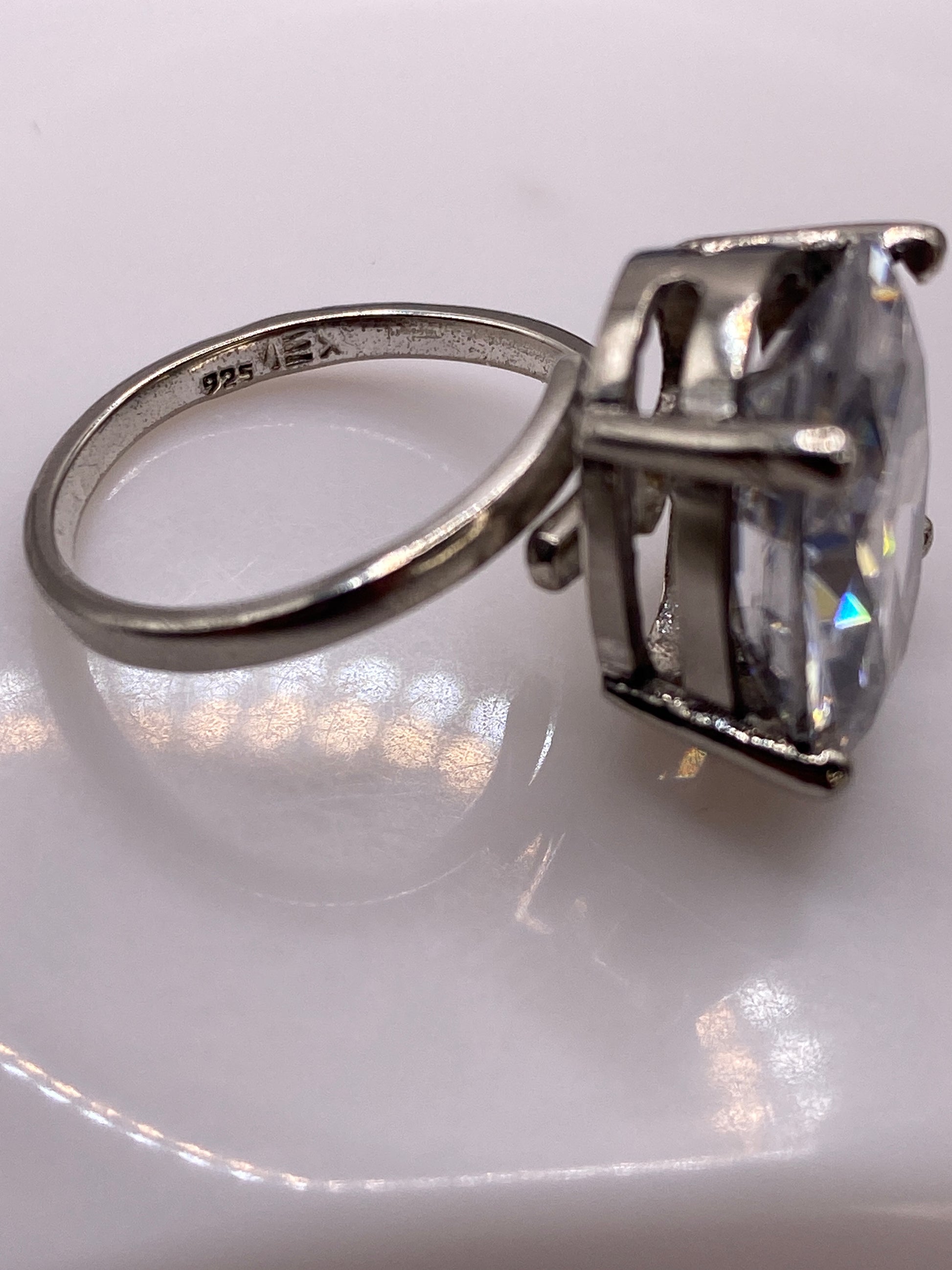 Anillo de Plata .925 Solitario Circonia Cristalina — Ajustable — foto 5