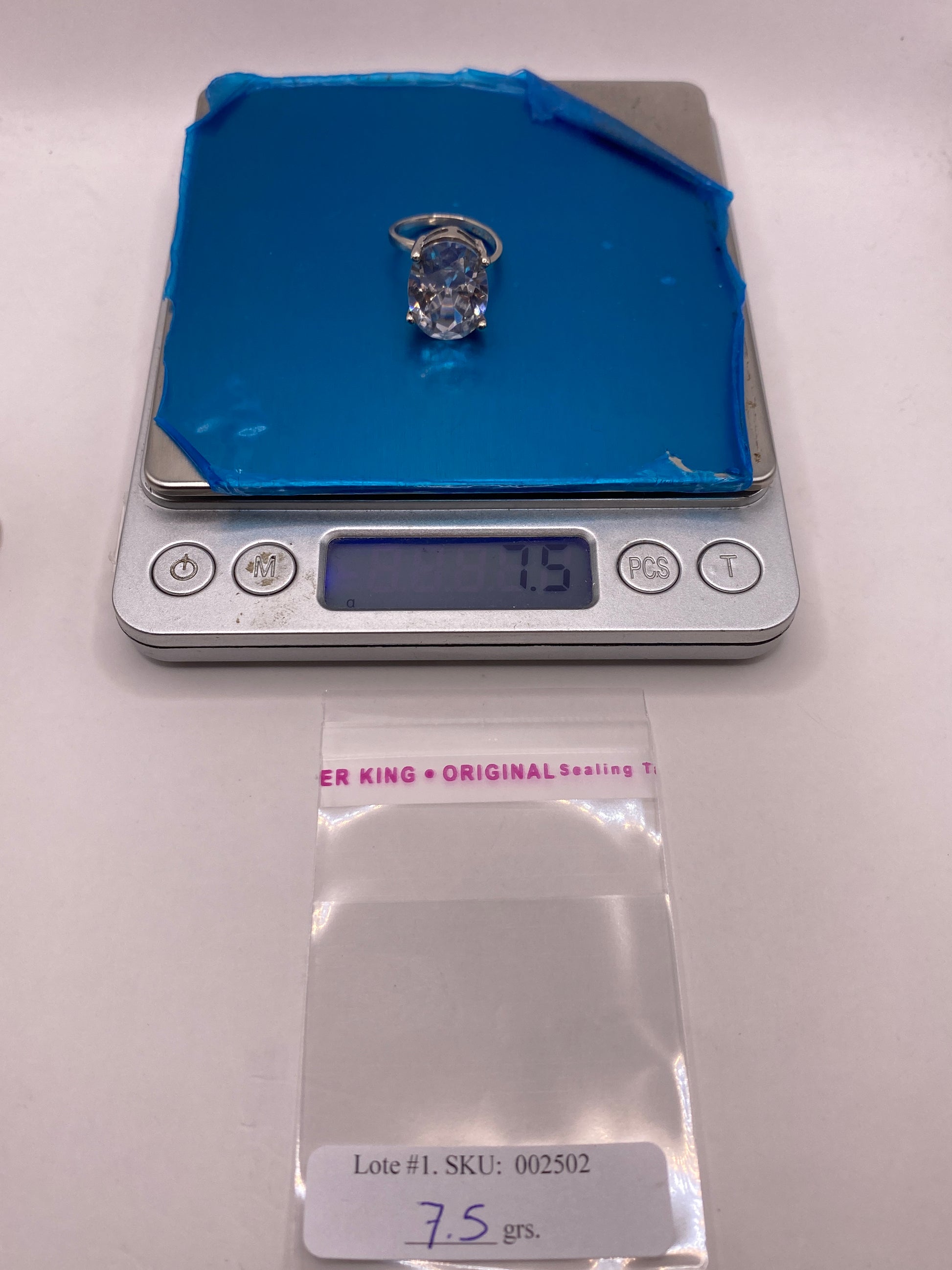 Anillo de Plata .925 Solitario Circonia Cristalina — Ajustable — foto 6