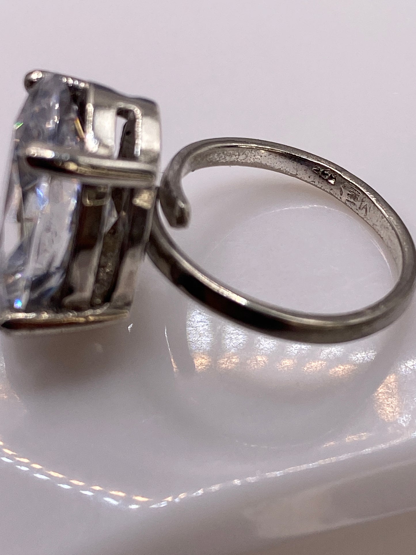 Anillo Solitario Plata Circonia Cristalina Ajustable — foto 5