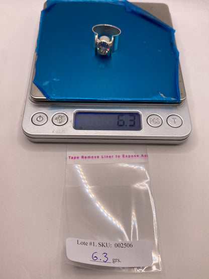 Anillo de Plata Circonia Blanca — Brazos Angulares Asimétricos — foto 6