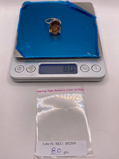 Anillo de Plata Circonia Ámbar Oval — Solitario Ajustable — foto 6