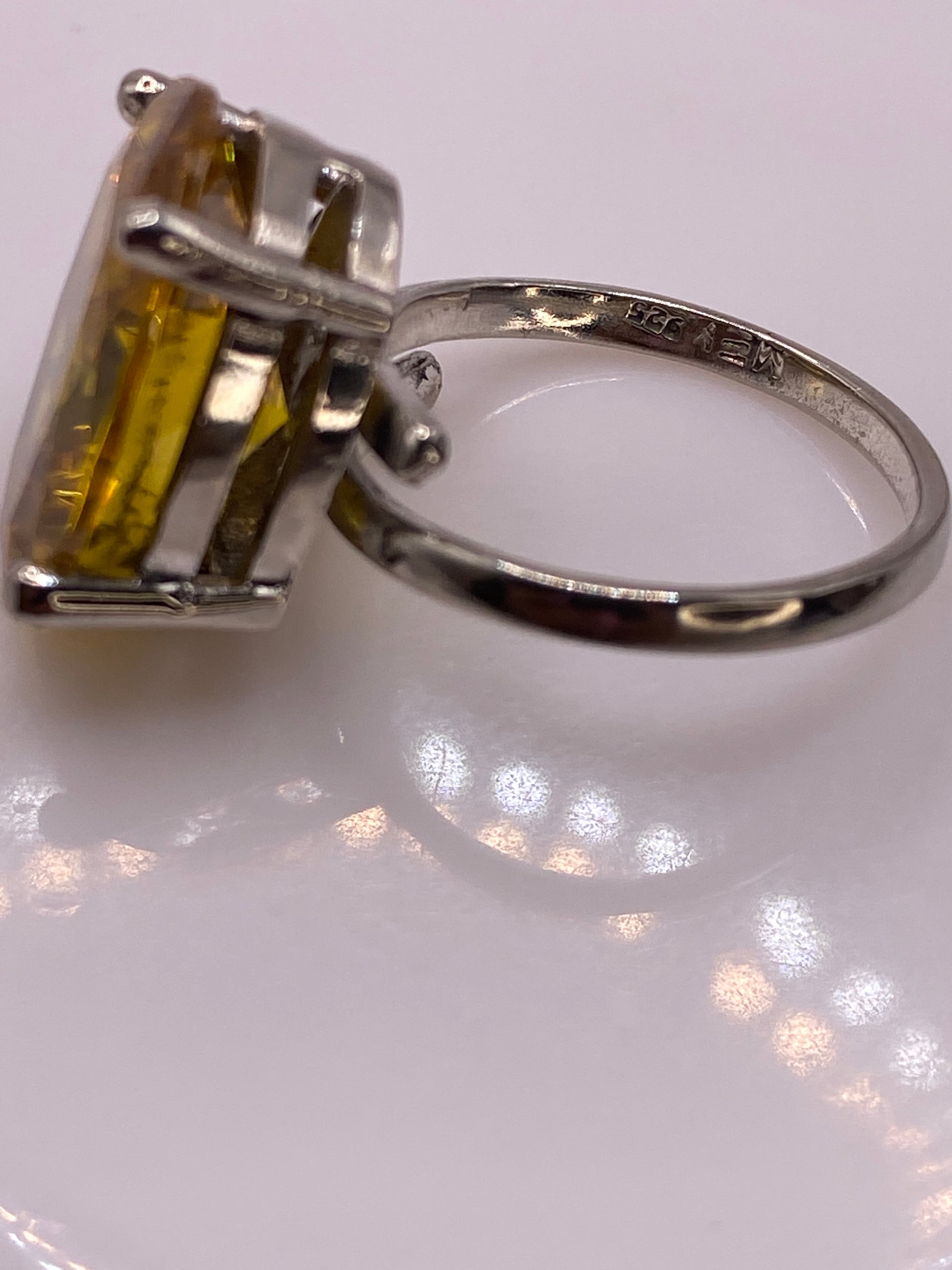 Anillo de Plata Circonia Amarilla Grande — Solitario Taxco — foto 5