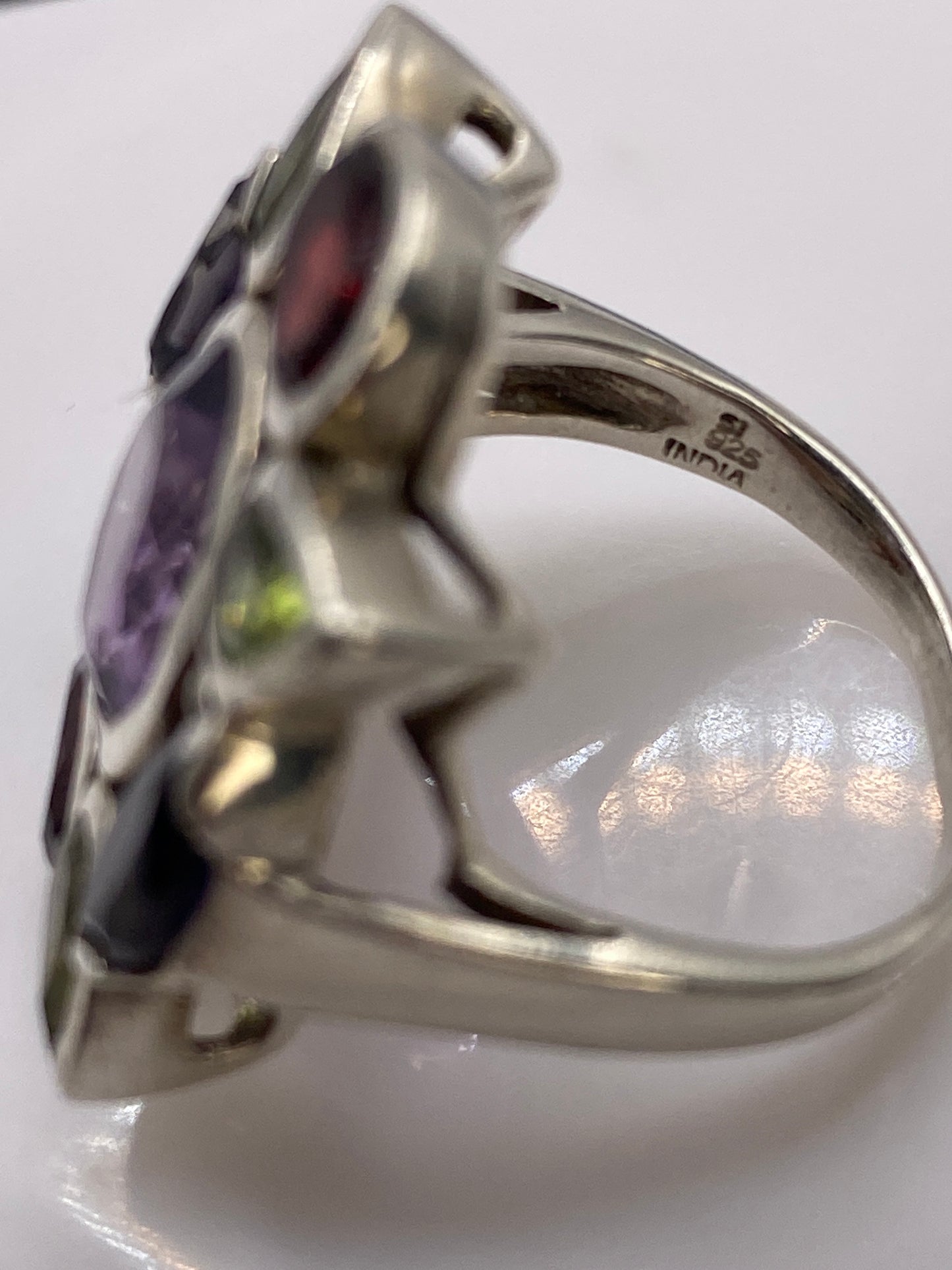 Anillo de Plata Multicolor con Circonias — Coctel Geométrico — foto 5