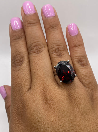 Anillo de Plata con Circonia Roja Ajustable — Solitario Elegante — foto 4