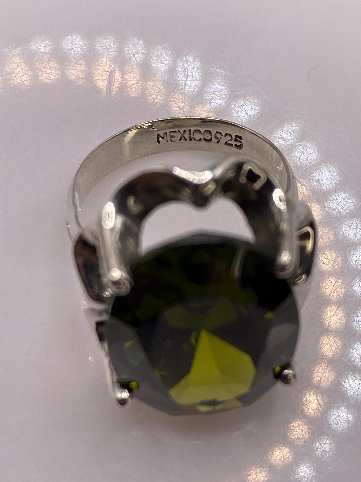 Anillo Solitario Plata .925 Circonia Verde Olivo — foto 5