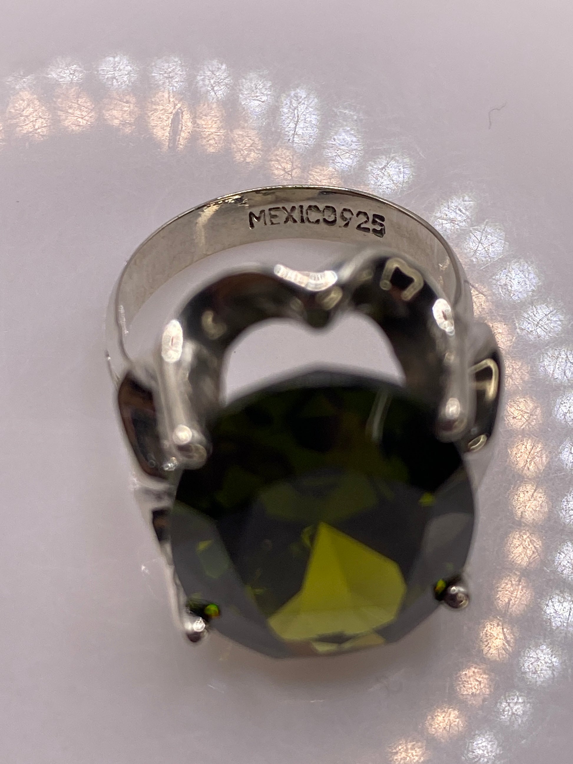Anillo Solitario Plata .925 Circonia Verde Olivo — foto 5
