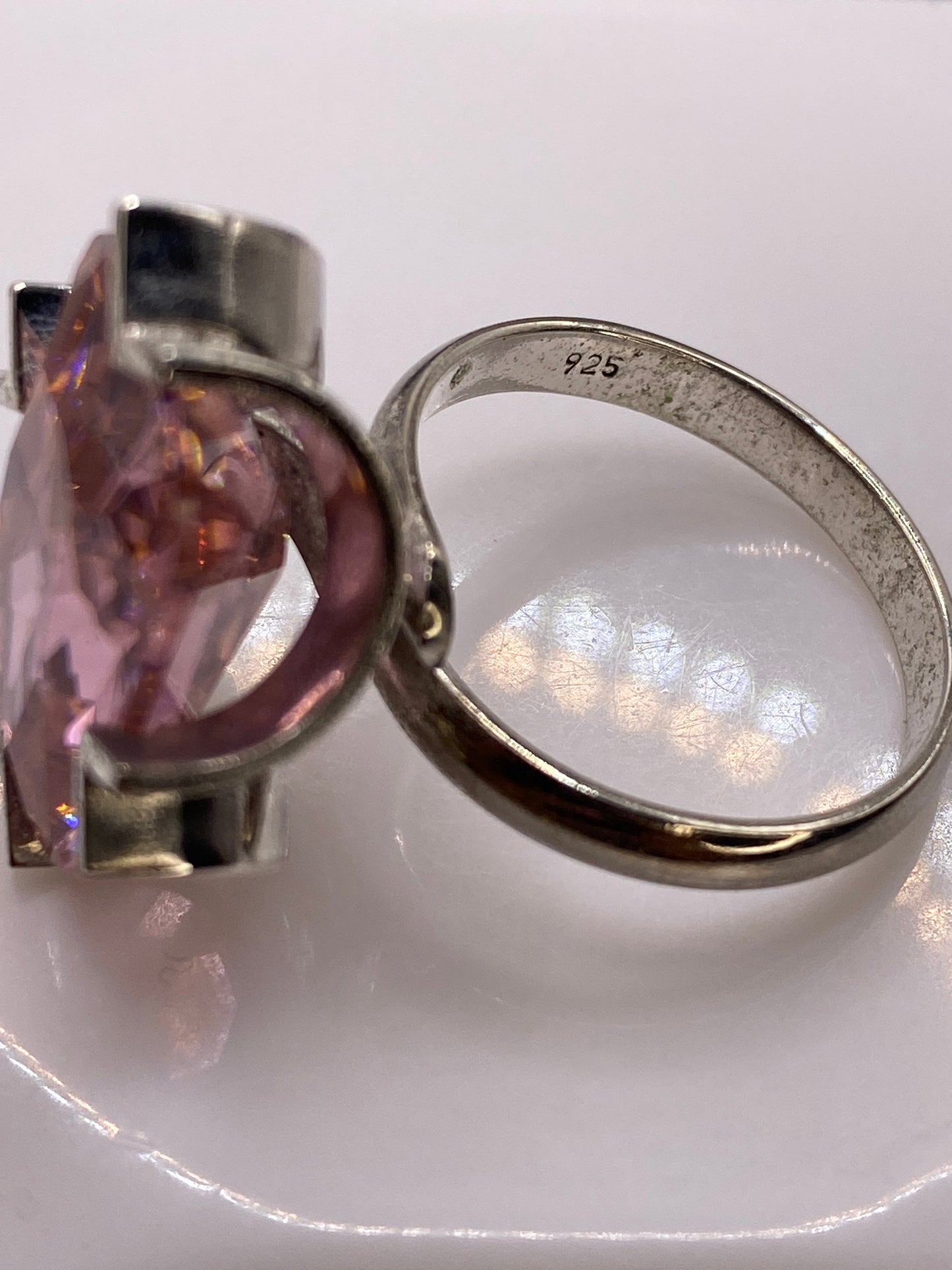 Anillo de Plata Circonia Rosa Ajustable — Coctel Elegante — foto 5