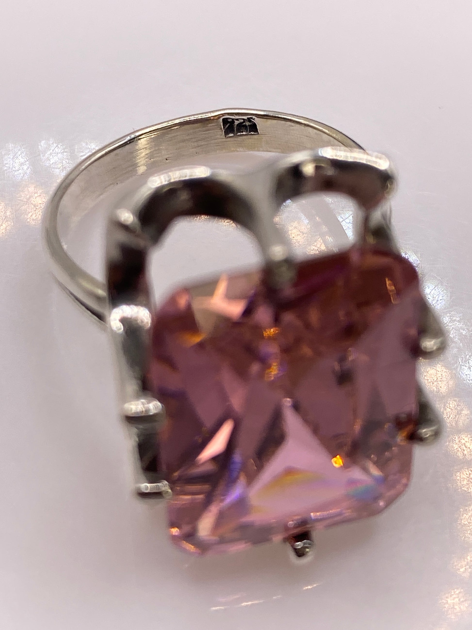 Anillo de Plata Solitario Circonia Rosa — Coctel Presencia — foto 5