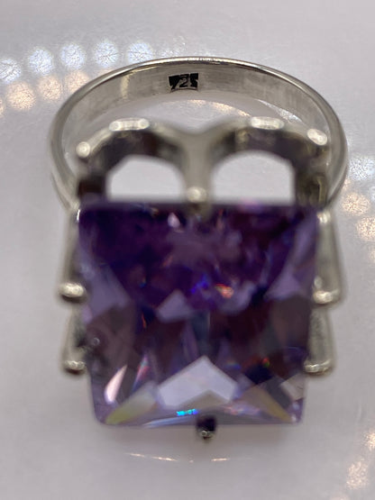 Anillo Solitario Plata Circonia Morada Rectángulo — Elegancia Pura — foto 5