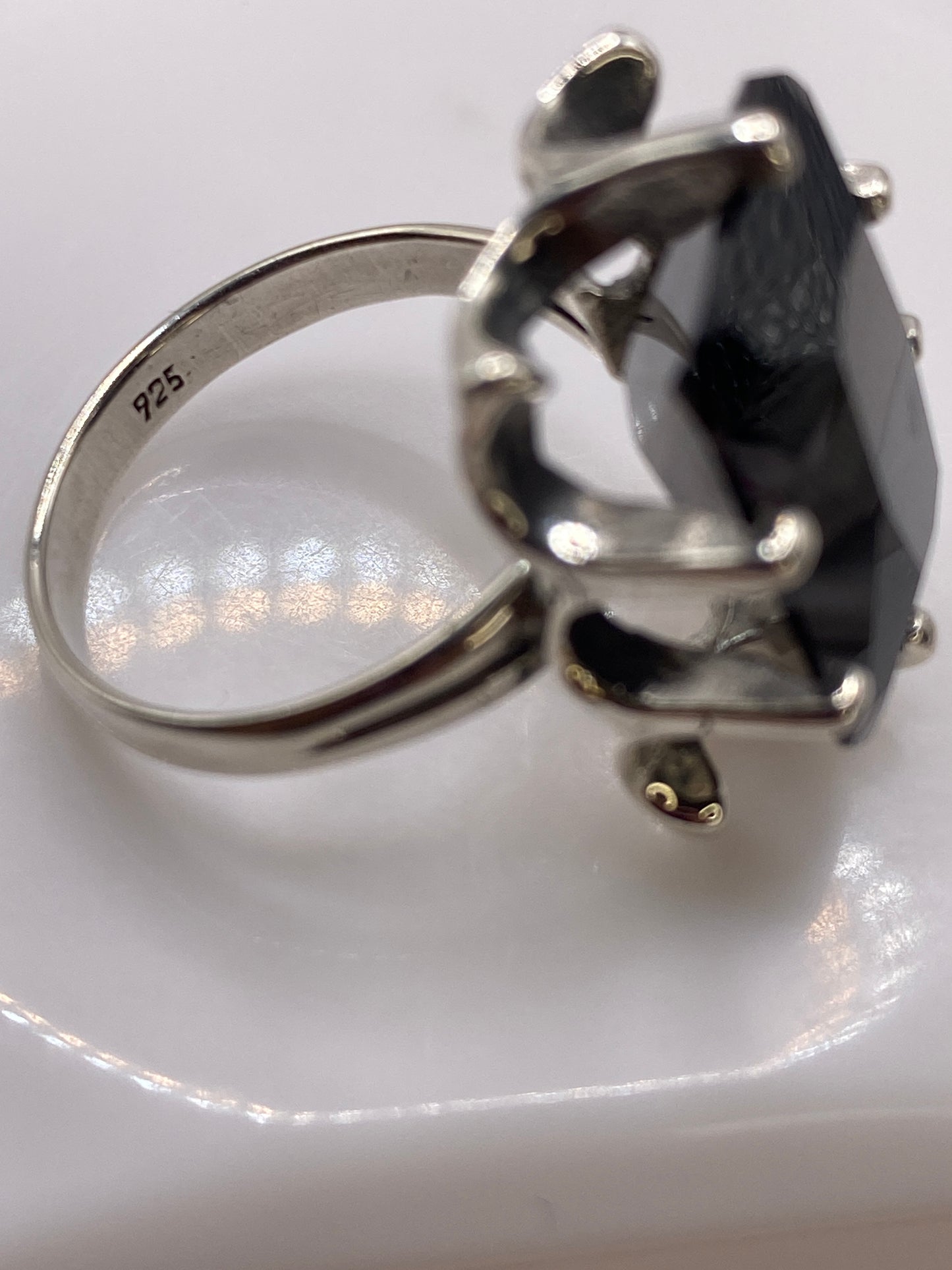 Anillo de Plata Solitario Circonia Negra — Elegancia Coctel — foto 5