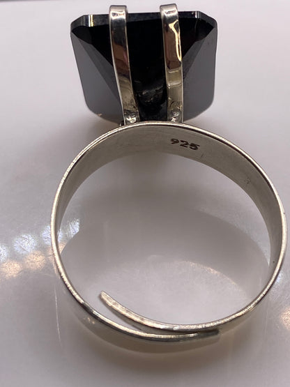 Anillo de Plata Circonia Negra Ajustable — Moderno Unisex — foto 5