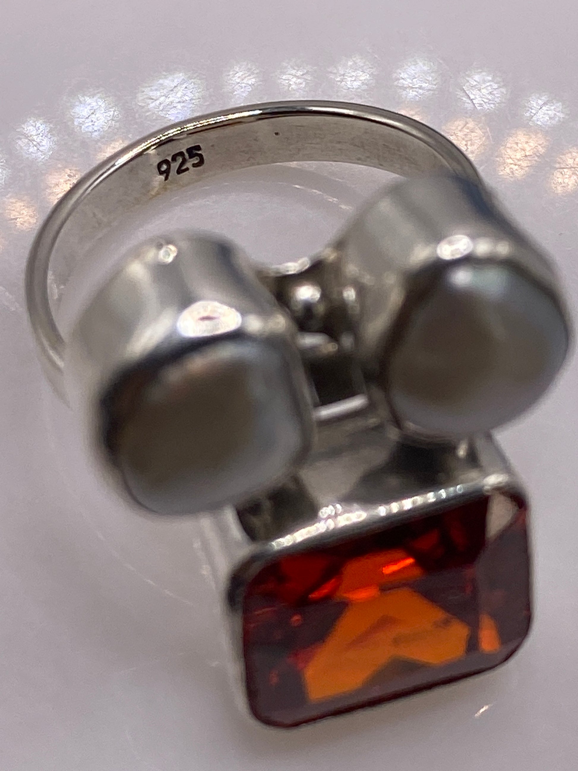 Anillo Ajustable Plata Circonia Naranja — Geométrico Audaz — foto 5