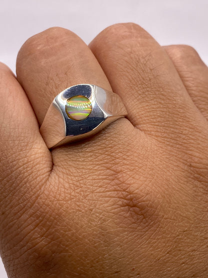 Sello 925 MEXICO visible en el anillo de ópalo de fuego