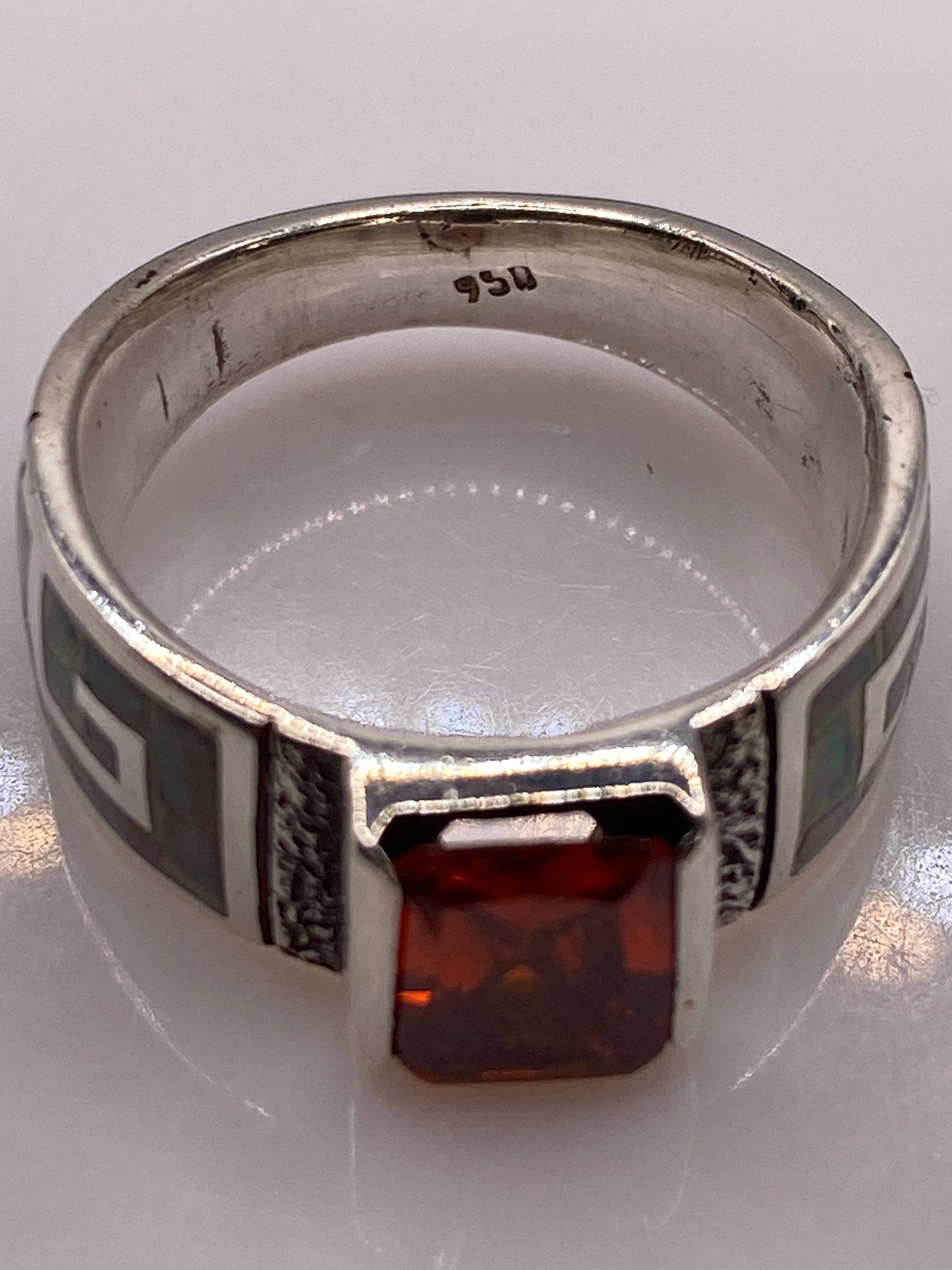 Anillo Plata .950 Ópalo de Fuego Multicolor — Moderno — foto 5