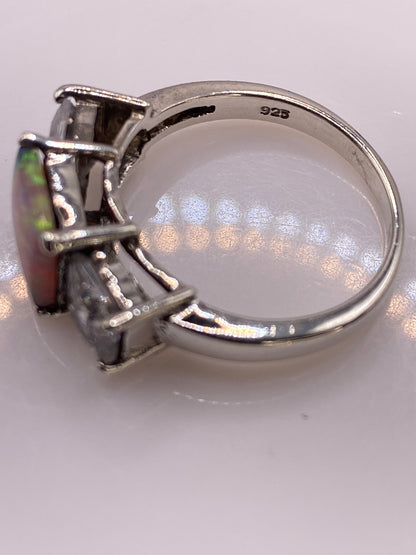 Anillo de Plata Ópalo de Fuego Multicolor — Solitario Taxco — foto 5