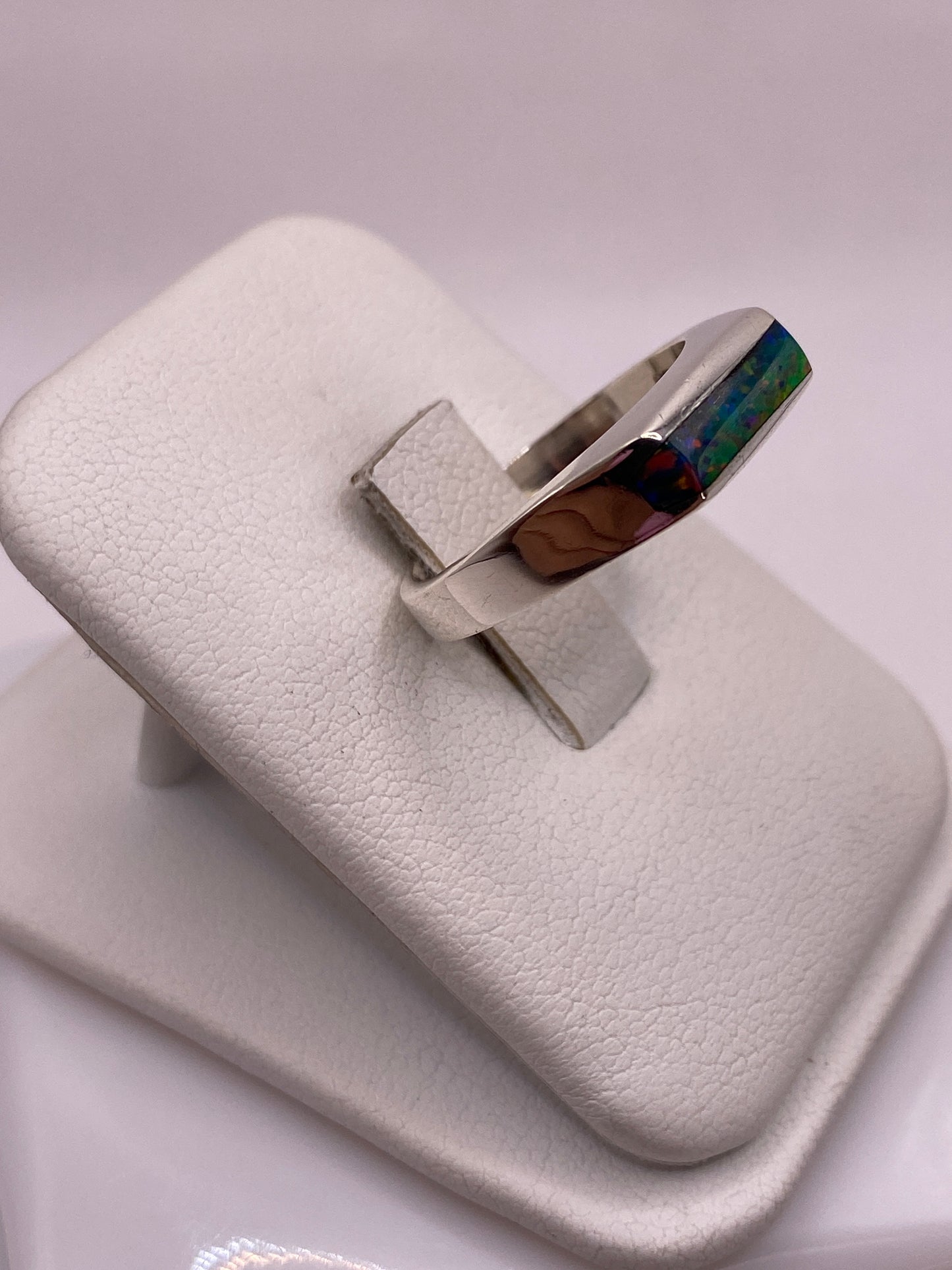 Anillo de Plata Ópalo de Fuego Multicolor — Solitario Único — foto 2