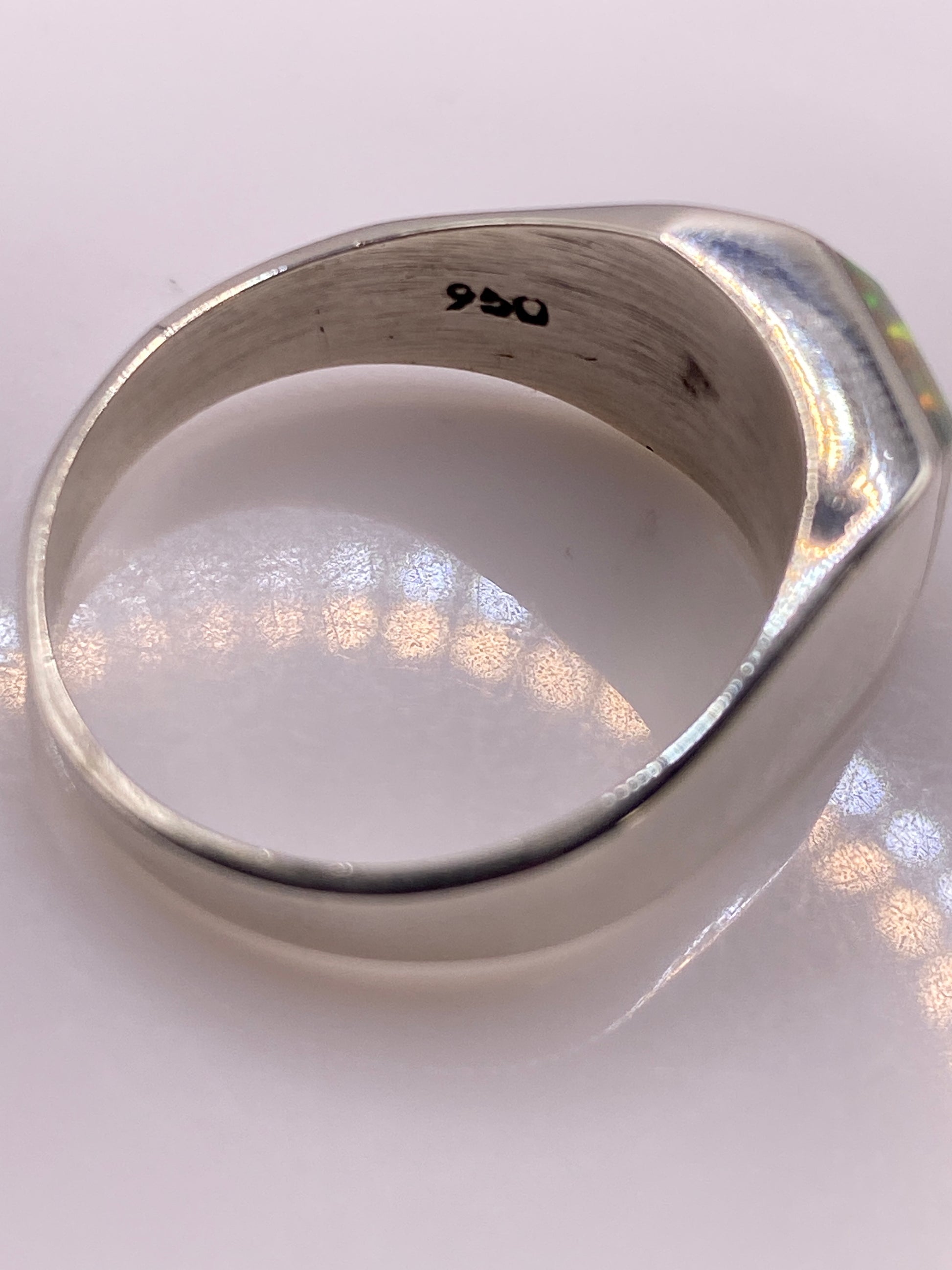 Anillo de Plata Ópalo de Fuego Multicolor — Solitario Unisex — foto 5