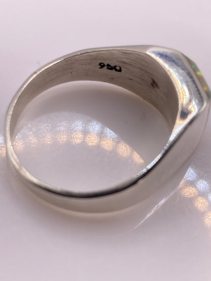 Anillo de Plata Ópalo de Fuego Multicolor — Solitario Unisex — foto 5