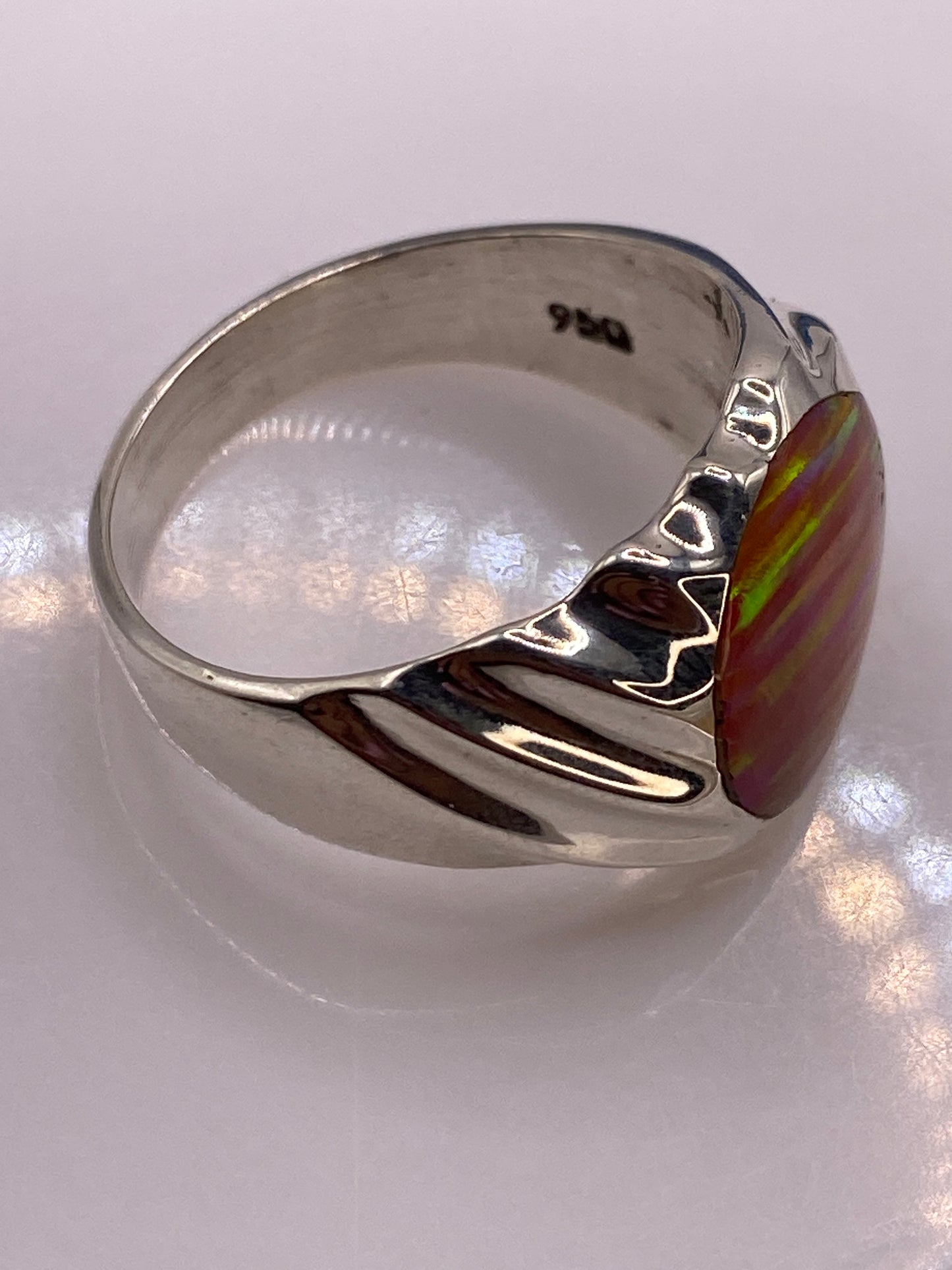 Anillo Ópalo de Fuego Plata .950 — Escultórico Taxco — foto 5