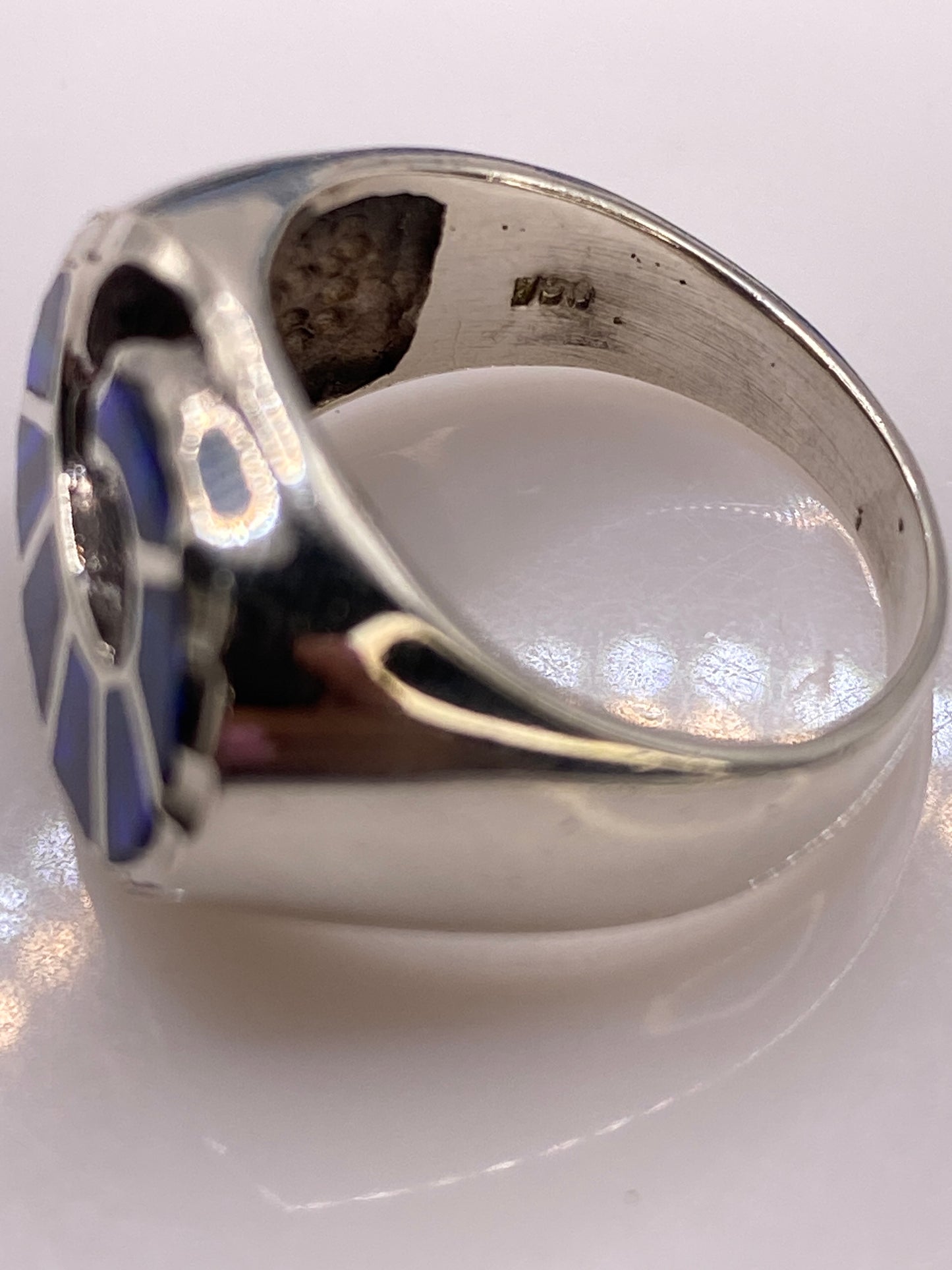 Anillo Abanico de Plata .950 Ópalo de Fuego Azul — foto 5