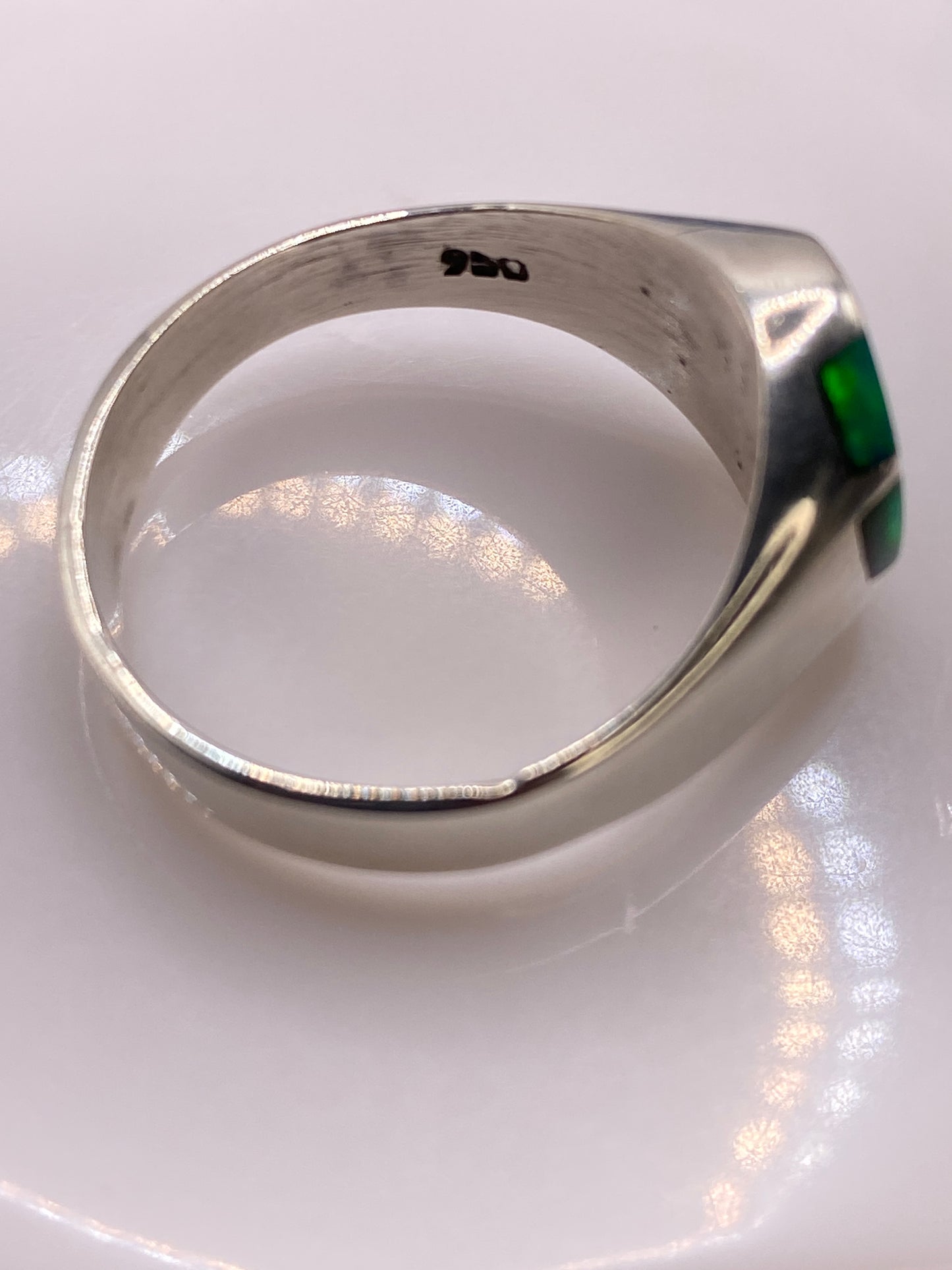Anillo Plata Ópalo de Fuego Verde — Solitario Taxco — foto 5
