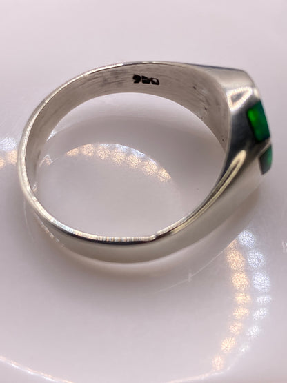 Anillo Plata Ópalo de Fuego Verde — Solitario Taxco — foto 5