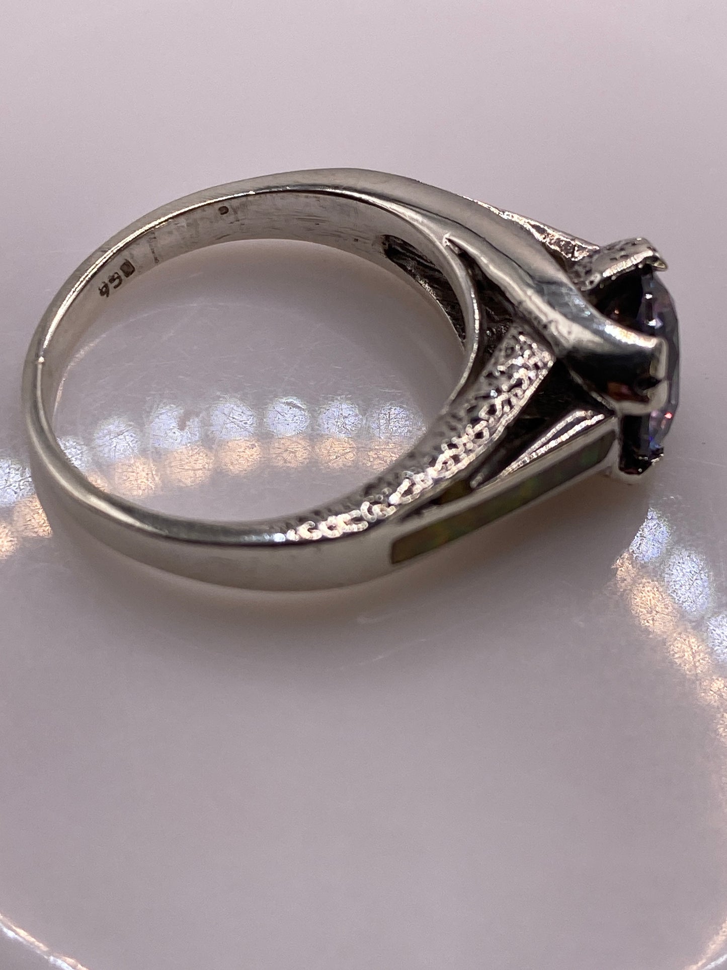 Anillo Solitario Ópalo de Fuego Multicolor — Plata .950 — foto 5
