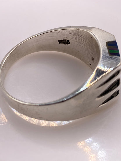 Anillo de Plata Masivo Ópalo de Fuego Multicolor — Banda Ancha — foto 5