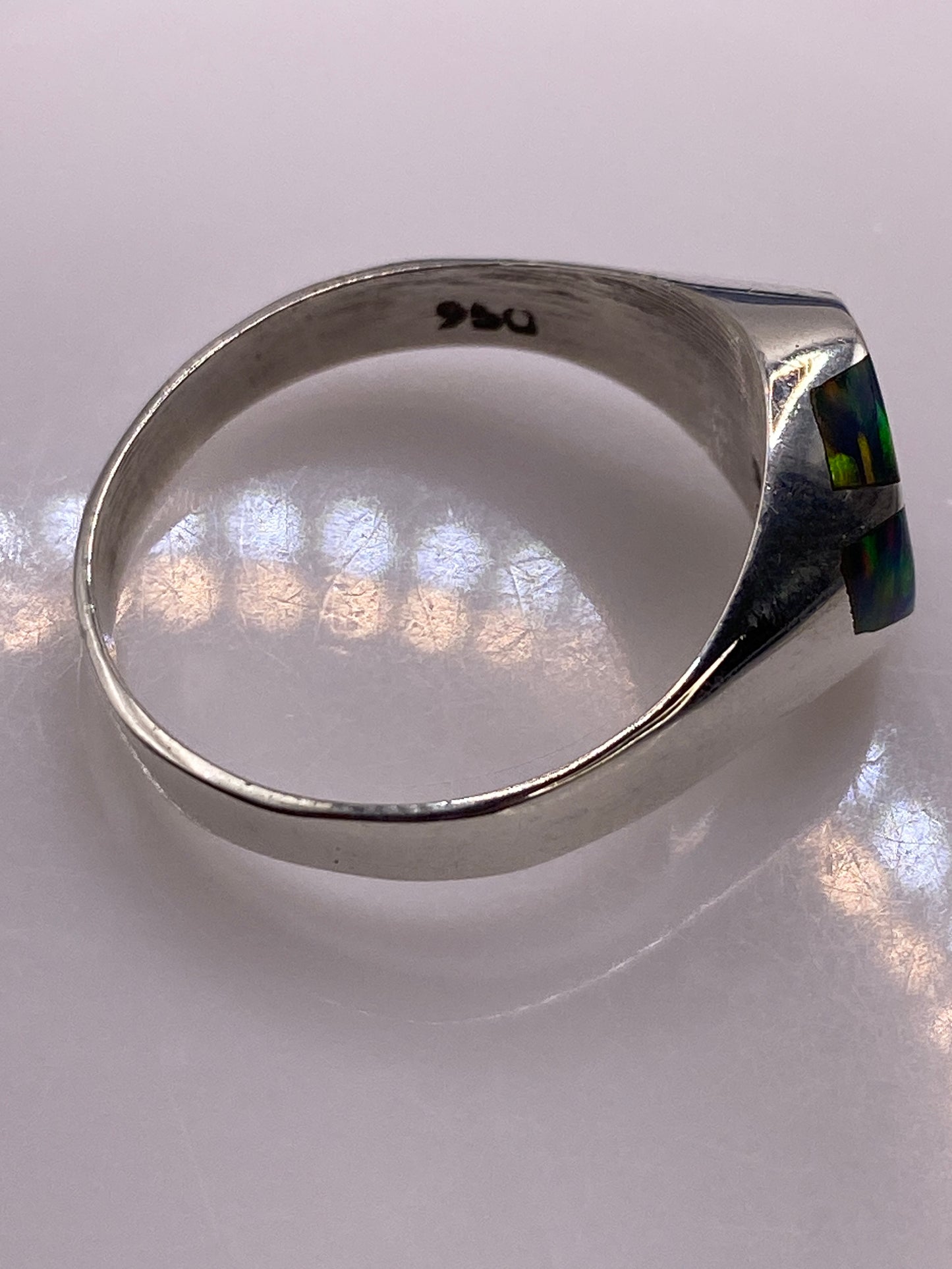 Anillo Plata .950 Ópalo de Fuego Multicolor — Escultórico — foto 5