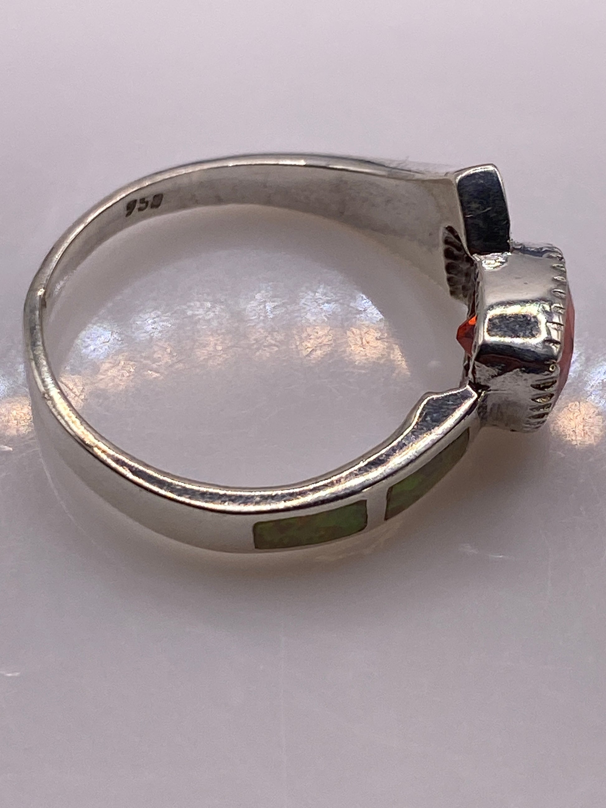 Anillo de Plata .950 Circonia Roja Asimétrico — Cocktail — foto 5
