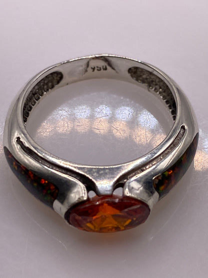 Anillo de Plata Ópalo de Fuego Multicolor — Solitario Único — foto 5